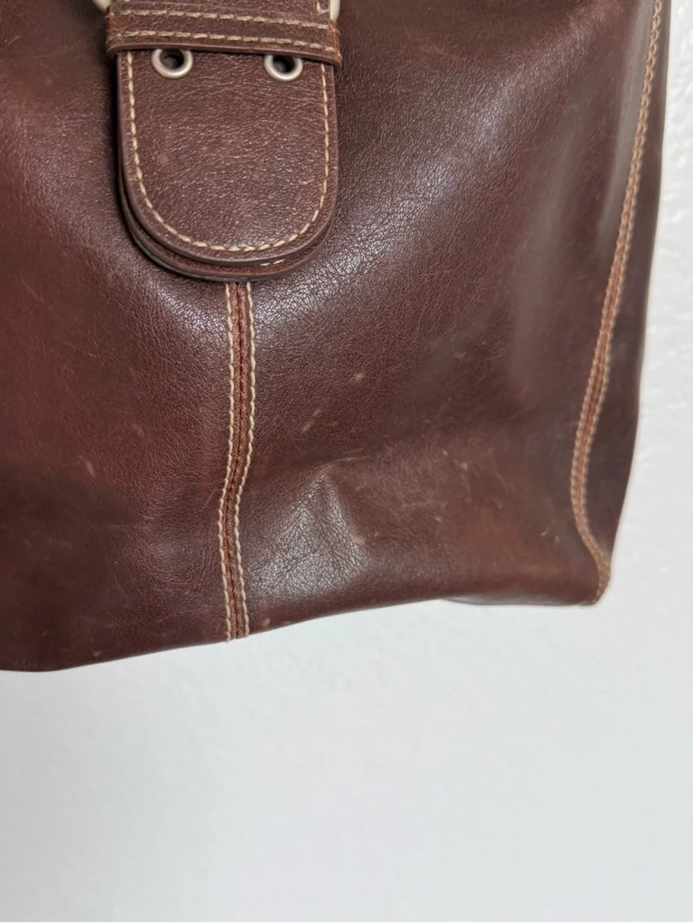 Preston & York Brown Faux Leather Hobo Shoulder Bag Buckle Y2K Purse